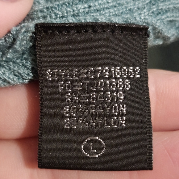 Cyrus Open-Front Waffle Knit Cardigan Sweater Women’s Large Green Classic Modern - Picture 5 of 6